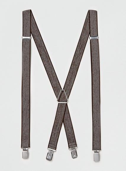 Topman Mens Brown Textured Suspenders