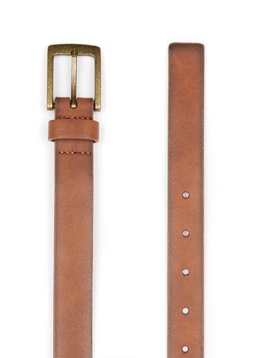 Topman Mens Brown Tan Faux Leather Slim Belt