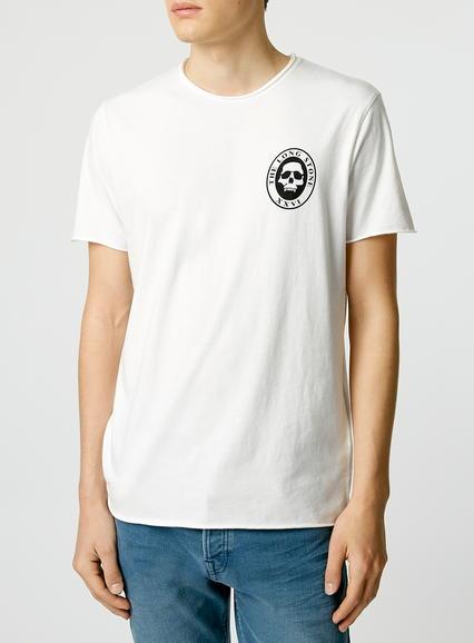 Topman Mens Cream Off White Skull Print T-shirt