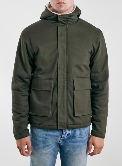 Topman Mens Green Ltd Khaki Parka Jacket