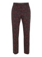 Topman Mens Black Red Floral Print Skinny Fit Suit Pants