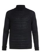 Topman Mens Black Lux Sheer Stripe Turtle Neck Sweater