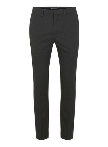 Topman Mens Grey Charcoal Ultra Skinny Fit Smart Trousers