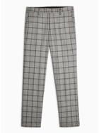 Topman Mens Grey Topman Premium Gray Check Dress Pants