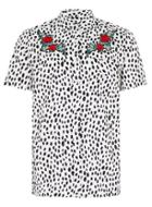 Topman Mens White Dalmatian And Rose Embroidered Shirt