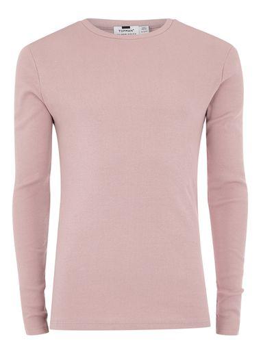 Topman Mens Pink Muscle Fit Ribbed Top