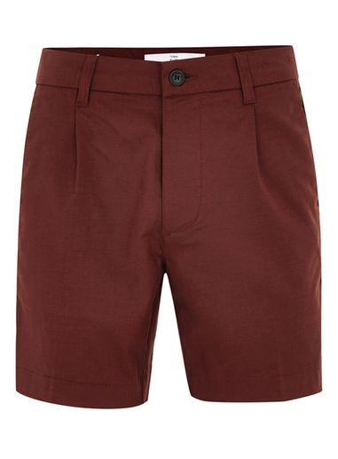 Topman Mens Red Burgundy Smart Pleated Tencel Shorts