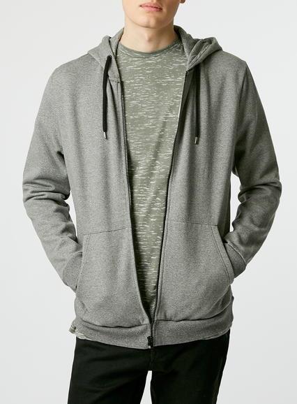 Topman Mens Grey Black And White Textured Hoodie