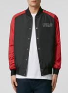 Topman Mens Yellow Hero's Heroine Black Bomber Jacket With Red Sleeves*