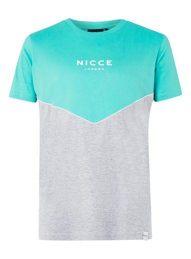 Topman Mens Blue Nicce Turquoise And White Chevron T-shirt