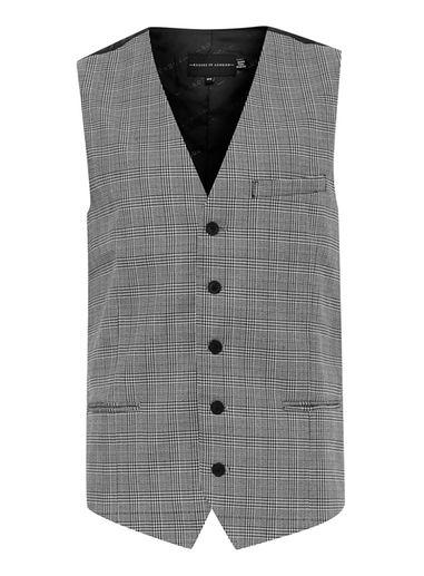 Topman Mens Black Rogues Of London Grey Puppytooth Vest