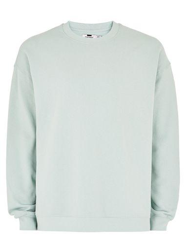 Topman Mens Washed Green Dropped Shoulder Sweatshirt