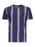 Topman Mens Blue And Red Stripe T-shirt