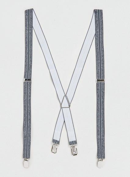 Topman Mens Mid Grey Grey Marl Striped Suspenders