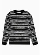 Topman Mens Multi Black And White Geometric Sweater
