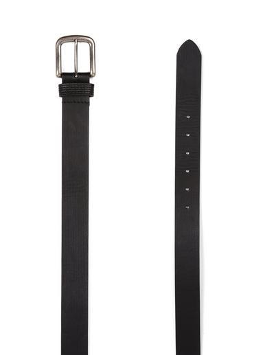 Topman Mens Slim Leather Belt With Brushed Silver Buckle In Black