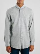 Topman Mens Grey Salt And Pepper Spacedye Nep Long Sleeve Casual Shirt