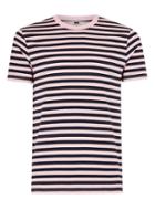 Topman Mens Pink Slim Fit Striped T-shirt