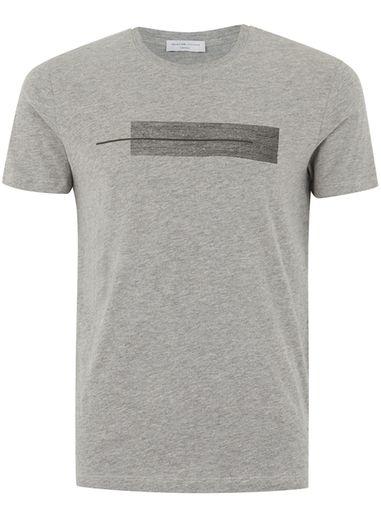 Topman Mens Grey Selected Homme Gray Abstract Printed T-shirt