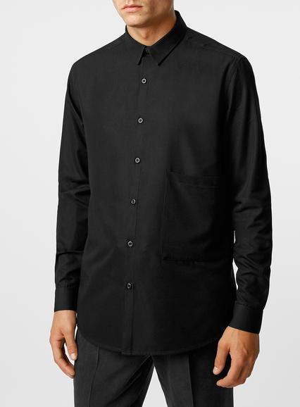 Topman Mens Lux P9 Black Drape Pocket Shirt