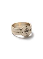 Topman Mens Gold Look Etched Compass Ring*