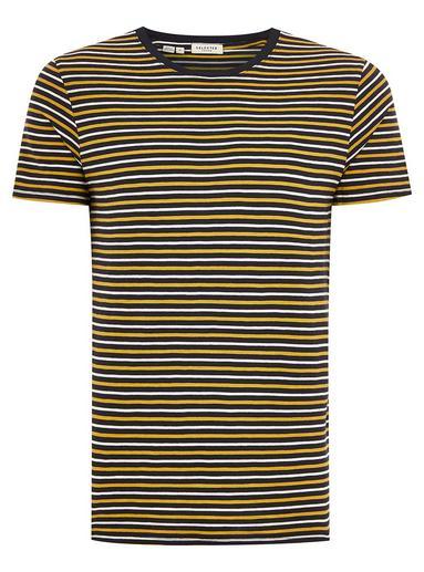 Topman Mens Selected Homme Brown Stripe T-shirt