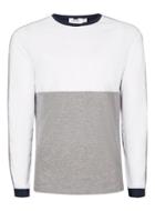 Topman Mens Blue Navy, White And Gray Panelled Long Sleeve T-shirt