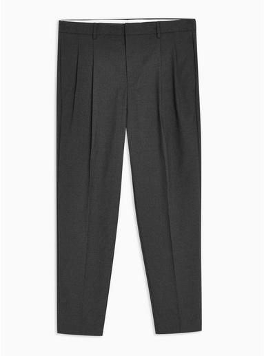 Topman Mens Charcoal Grey Pleated Dress Pants