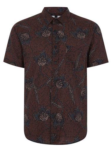Topman Mens Black Burgundy Print Shirt