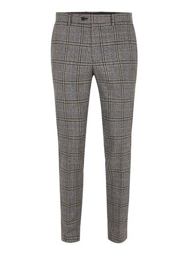 Topman Mens Mid Grey Mid-gray Check Skinny Suit Pants