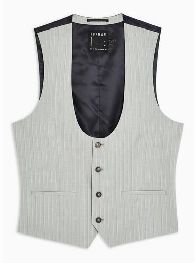 Topman Mens Grey Pinstripe Waistcoat