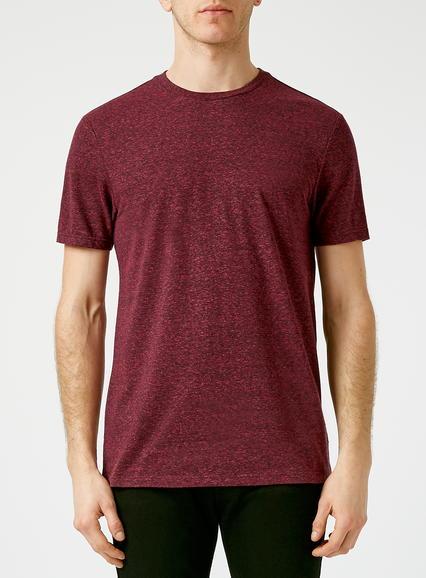 Topman Mens Red Textured Slim Fit T-shirt