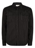Topman Mens Black Stripe Long Sleeve Shirt