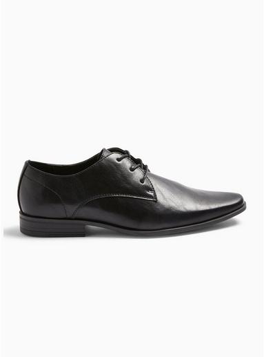 Topman Mens Black Pu 'brock' Derby Shoes
