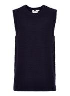 Topman Mens Navy Cable Knit Sleeveless Sweater