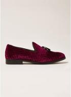 Topman Mens Red Burgundy Faux Suede Rana Quilted Loafers