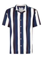Topman Mens Multi Blue And White Striped Short Sleeve Shirt