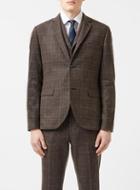 Topman Mens Brown Check Skinny Fit Suit Jacket