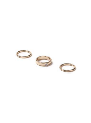 Topman Mens Gold Look Crystal Detail Ring 3 Pack*