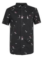 Topman Mens Globe Black Holiday Print Short Sleeve Shirt*