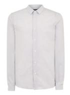 Topman Mens Grey Gray Stripe Long Sleeve Shirt