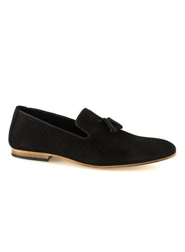 Topman Mens Black Suede Loafers