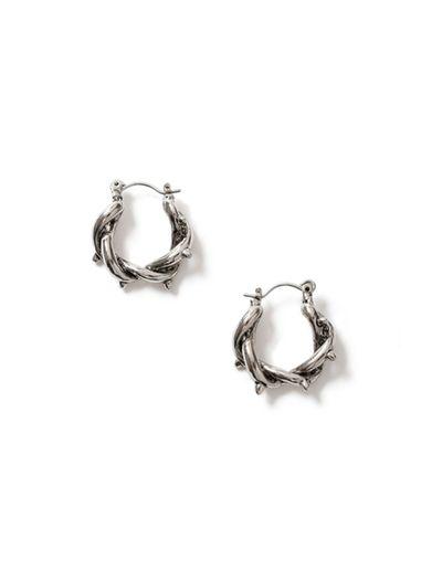 Topman Mens Silver Thorn Hoop Earrings*