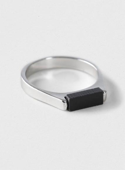 Topman Mens Black Rectangle Inlay Ring*