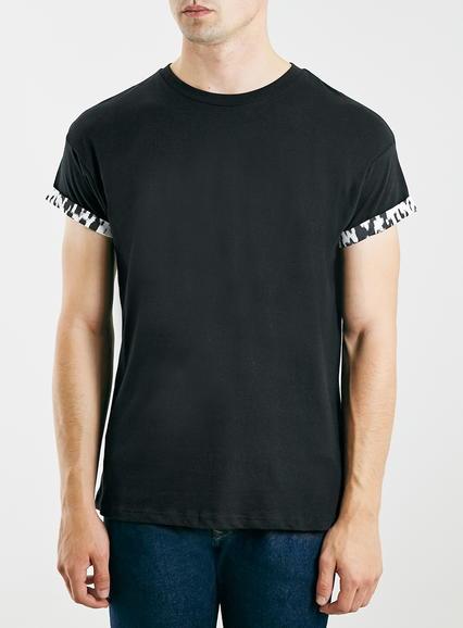 Topman Mens Black Cheetah Roller T-shirt