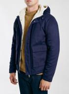 Topman Mens Blue Ltd Navy Borg Lined Parka Jacket