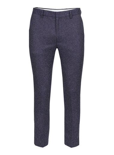 Topman Mens Blue Navy Fleck Ultra Skinny Fit Cropped Dress Pants