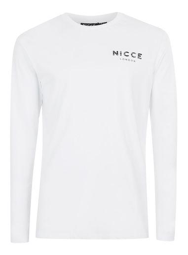 Topman Mens Nicce White Contrast Logo Long Sleeve T-shirt