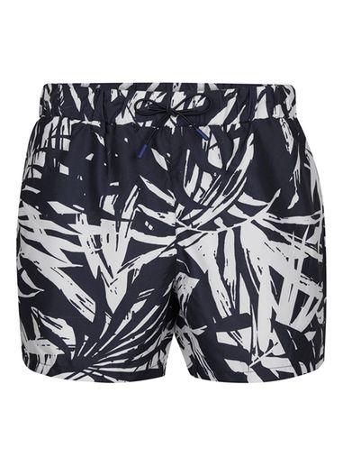 Topman Mens Navy Leaf Print Swim Shorts