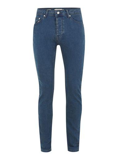 Topman Mens Blue Smokey Wash Stretch Skinny Jeans